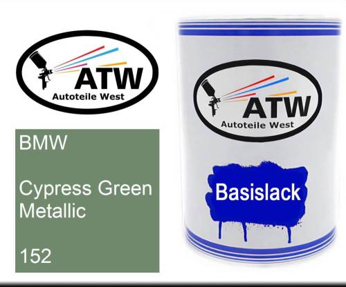 BMW, Cypress Green Metallic, 152: 500ml Lackdose, von ATW Autoteile West.